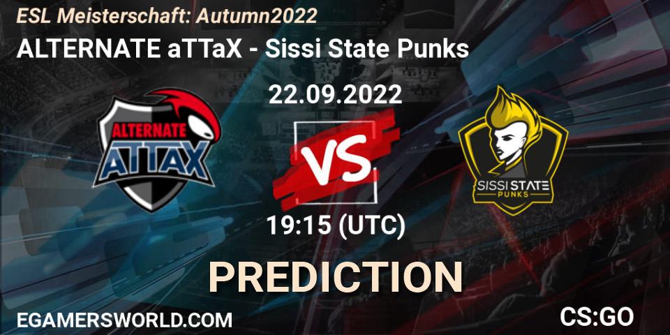 ALTERNATE aTTaX vs Sissi State Punks: Betting TIp, Match Prediction. 22.09.2022 at 19:15. Counter-Strike (CS2), ESL Meisterschaft: Autumn 2022