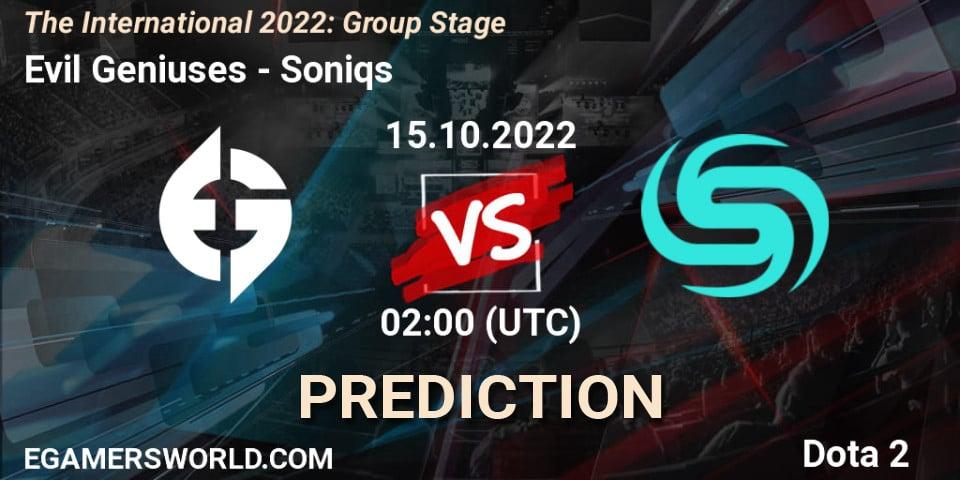 Evil Geniuses vs Soniqs: Betting TIp, Match Prediction. 15.10.22. Dota 2, The International 2022: Group Stage