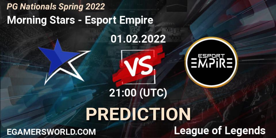 Morning Stars vs Esport Empire: Betting TIp, Match Prediction. 01.02.2022 at 21:00. LoL, PG Nationals Spring 2022
