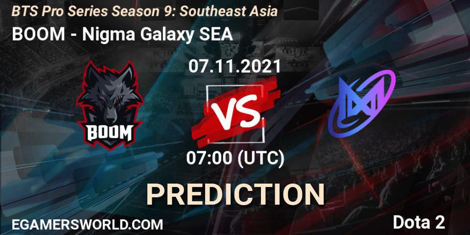 BOOM vs Nigma Galaxy SEA: Betting TIp, Match Prediction. 07.11.2021 at 07:00. Dota 2, BTS Pro Series Season 9: Southeast Asia