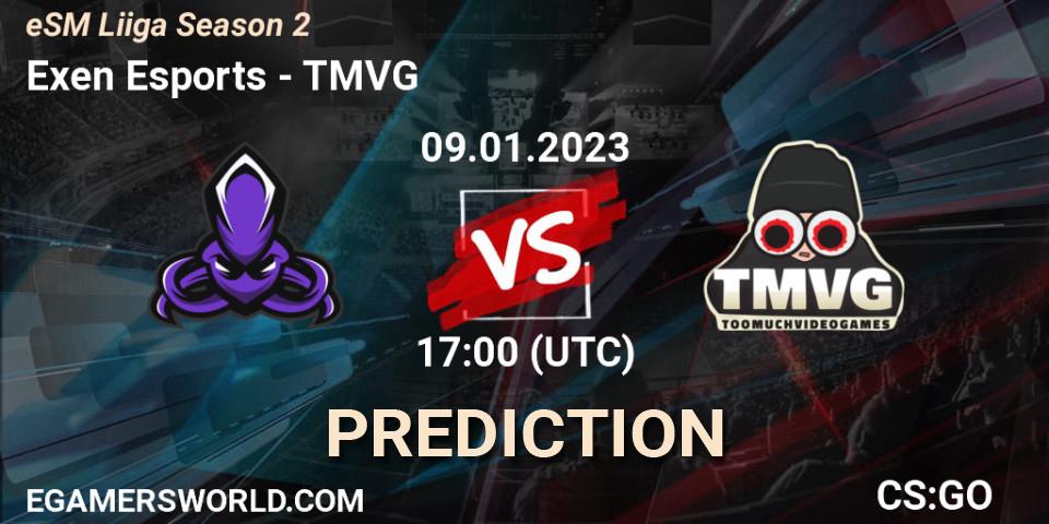Exen Esports vs TMVG: Betting TIp, Match Prediction. 09.01.2023 at 17:00. Counter-Strike (CS2), eSM League Season 2