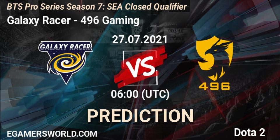 Galaxy Racer vs 496 Gaming: Betting TIp, Match Prediction. 27.07.2021 at 06:01. Dota 2, BTS Pro Series Season 7: SEA Closed Qualifier