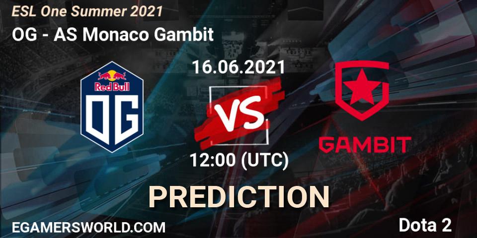 OG vs AS Monaco Gambit: Betting TIp, Match Prediction. 16.06.21. Dota 2, ESL One Summer 2021