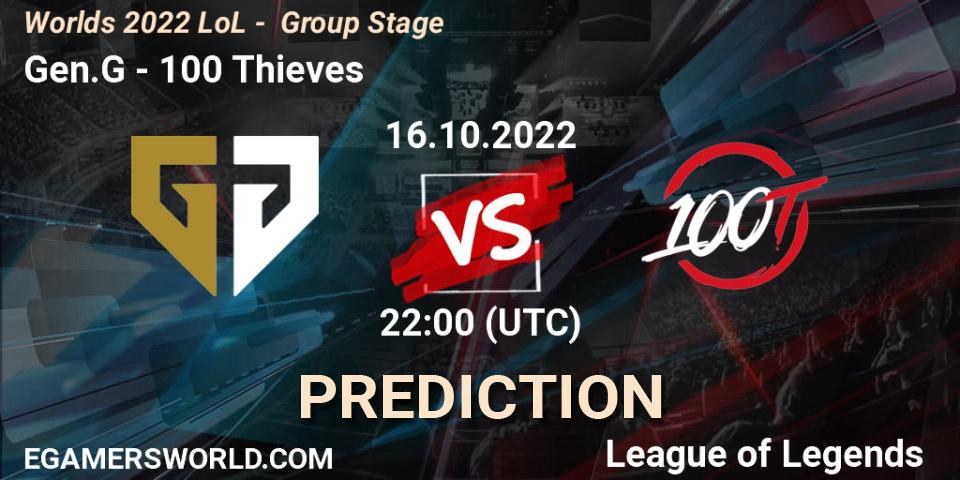 Gen.G vs 100 Thieves: Betting TIp, Match Prediction. 16.10.22. LoL, Worlds 2022 LoL - Group Stage