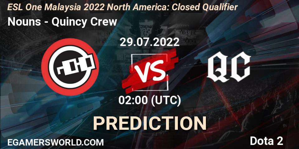 Nouns vs Quincy Crew: Betting TIp, Match Prediction. 29.07.22. Dota 2, ESL One Malaysia 2022 North America: Closed Qualifier