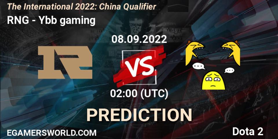 RNG vs Ybb gaming: Betting TIp, Match Prediction. 08.09.2022 at 02:07. Dota 2, The International 2022: China Qualifier
