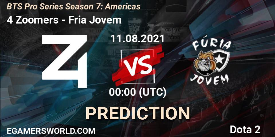 4 Zoomers vs Fúria Jovem: Betting TIp, Match Prediction. 11.08.2021 at 00:54. Dota 2, BTS Pro Series Season 7: Americas