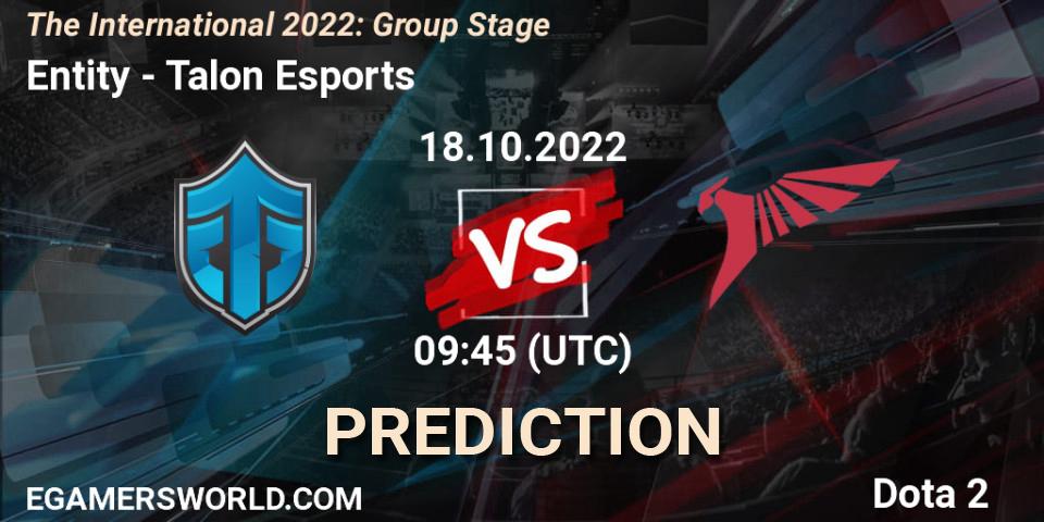 Entity vs Talon Esports: Betting TIp, Match Prediction. 18.10.22. Dota 2, The International 2022: Group Stage