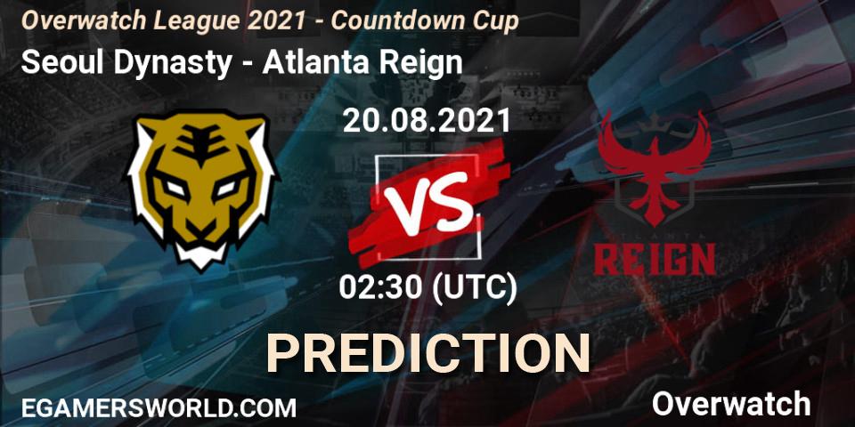 Seoul Dynasty vs Atlanta Reign: Betting TIp, Match Prediction. 20.08.21. Overwatch, Overwatch League 2021 - Countdown Cup