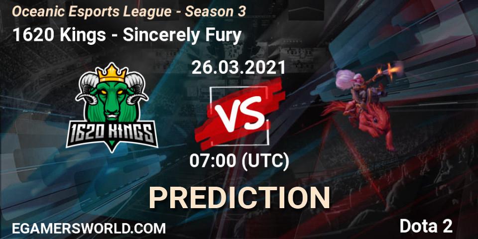 1620 Kings vs Sincerely Fury: Betting TIp, Match Prediction. 27.03.2021 at 07:11. Dota 2, Oceanic Esports League - Season 3