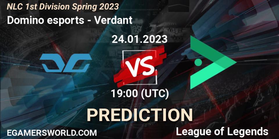 Domino esports vs Verdant: Betting TIp, Match Prediction. 24.01.2023 at 19:00. LoL, NLC 1st Division Spring 2023