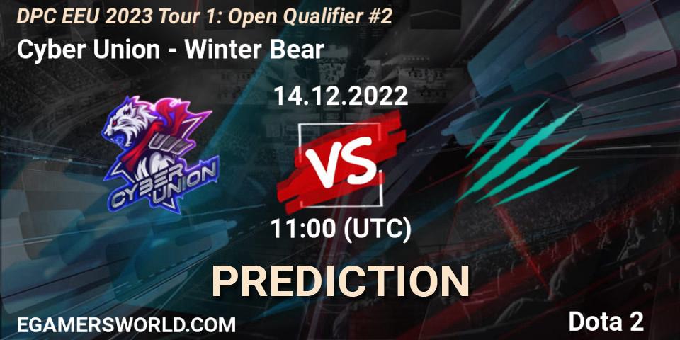 Cyber Union vs Winter Bear: Betting TIp, Match Prediction. 14.12.22. Dota 2, DPC EEU 2023 Tour 1: Open Qualifier #2