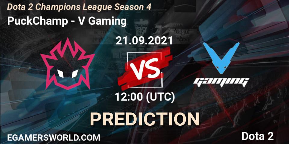 PuckChamp vs V Gaming: Betting TIp, Match Prediction. 21.09.2021 at 12:08. Dota 2, Dota 2 Champions League Season 4