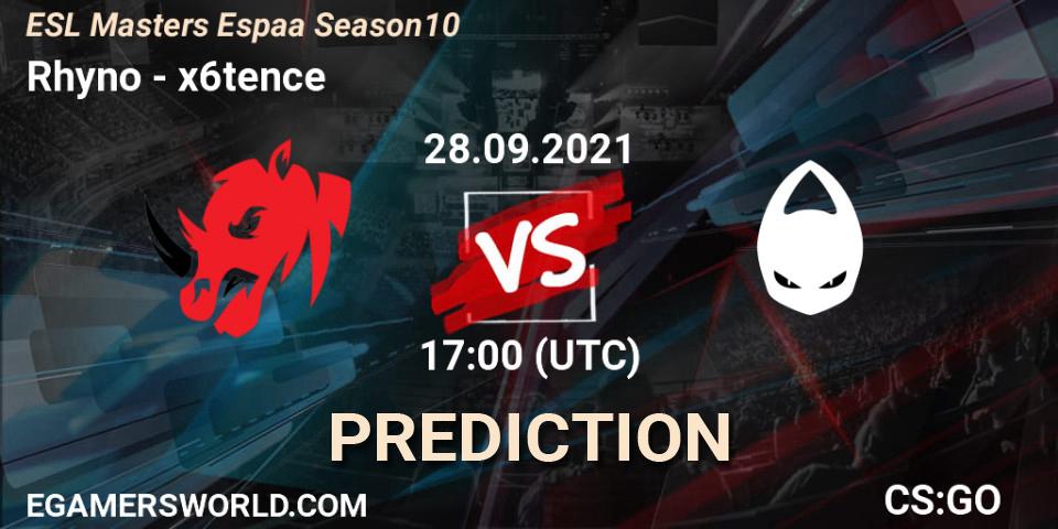 Rhyno vs x6tence: Betting TIp, Match Prediction. 28.09.21. CS2 (CS:GO), ESL Masters Spain Season 10 Finals