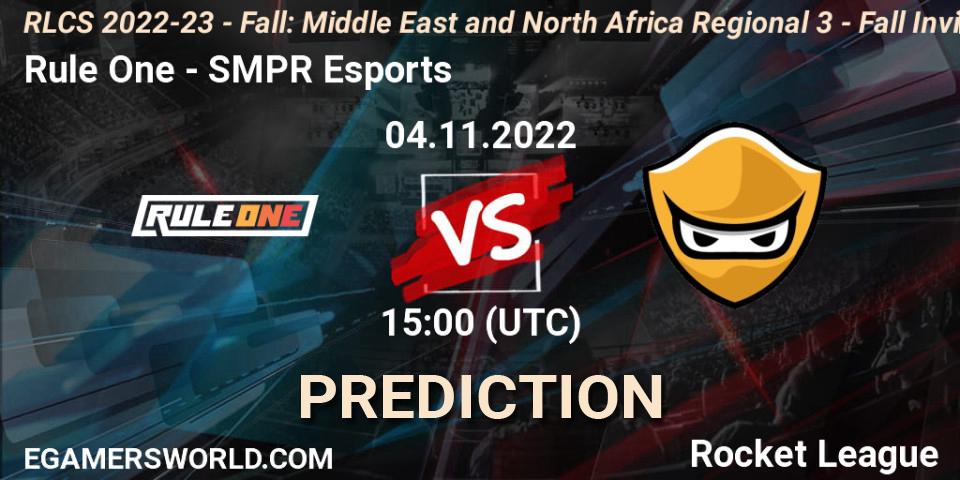 Rule One vs SMPR Esports: Betting TIp, Match Prediction. 04.11.22. Rocket League, RLCS 2022-23 - Fall: Middle East and North Africa Regional 3 - Fall Invitational