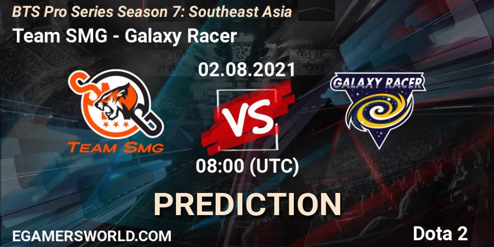 Team SMG vs Galaxy Racer: Betting TIp, Match Prediction. 02.08.2021 at 08:15. Dota 2, BTS Pro Series Season 7: Southeast Asia