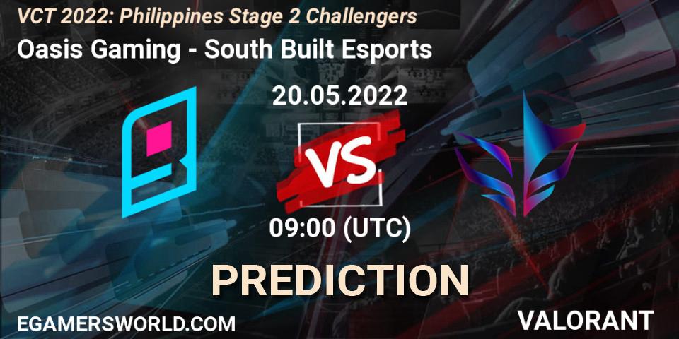 Oasis Gaming vs South Built Esports: Betting TIp, Match Prediction. 20.05.2022 at 09:00. VALORANT, VCT 2022: Philippines Stage 2 Challengers
