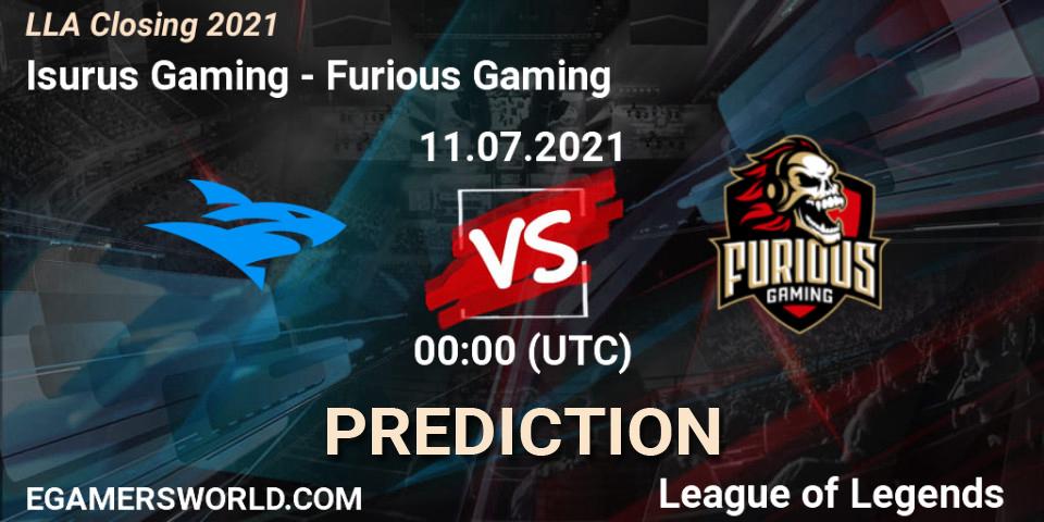 Isurus Gaming vs Furious Gaming: Betting TIp, Match Prediction. 11.07.21. LoL, LLA Closing 2021