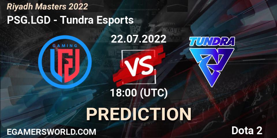 PSG.LGD vs Tundra Esports: Betting TIp, Match Prediction. 22.07.2022 at 18:07. Dota 2, Riyadh Masters 2022