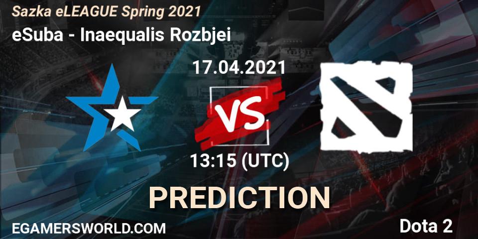 eSuba vs Inaequalis Rozbíječi: Betting TIp, Match Prediction. 17.04.2021 at 14:14. Dota 2, Sazka eLEAGUE Spring 2021