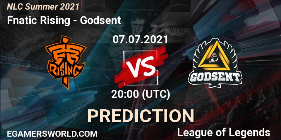 Fnatic Rising vs Godsent: Betting TIp, Match Prediction. 07.07.21. LoL, NLC Summer 2021