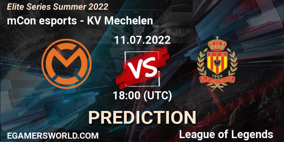 mCon esports vs KV Mechelen: Betting TIp, Match Prediction. 11.07.2022 at 20:00. LoL, Elite Series Summer 2022