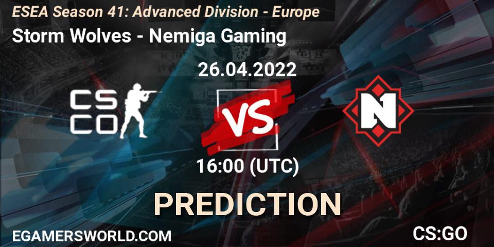 Storm Wolves vs Nemiga Gaming: Betting TIp, Match Prediction. 26.04.2022 at 16:00. Counter-Strike (CS2), ESEA Season 41: Advanced Division - Europe