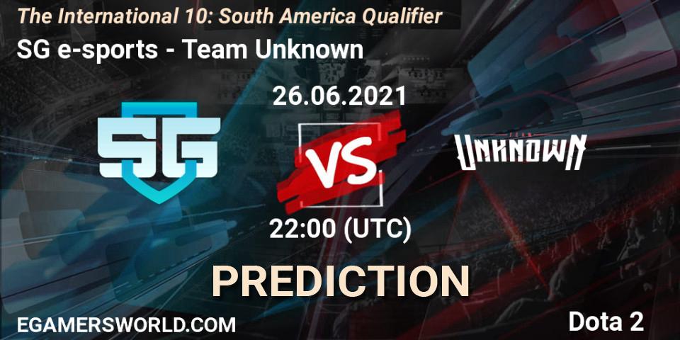 SG e-sports vs Team Unknown: Betting TIp, Match Prediction. 26.06.21. Dota 2, The International 10: South America Qualifier