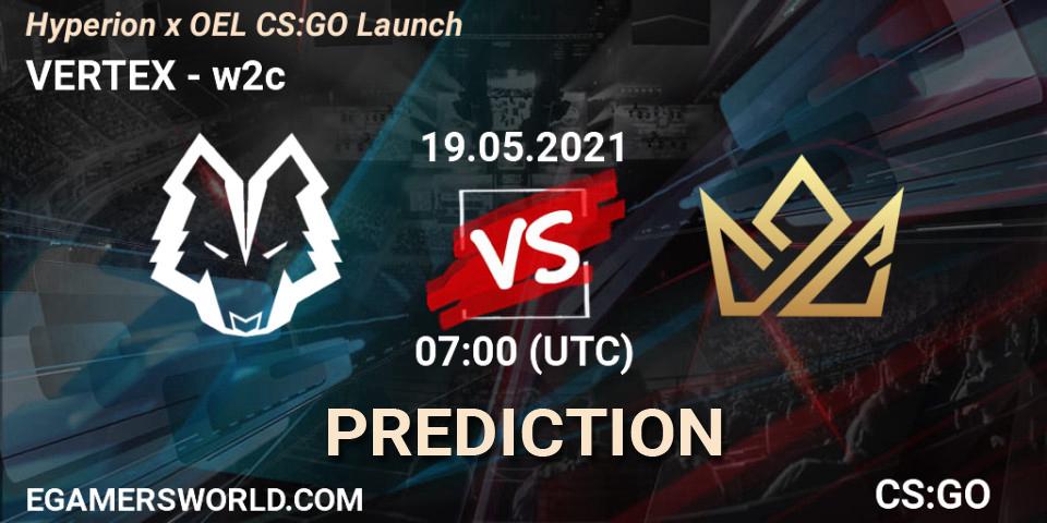 VERTEX vs w2c: Betting TIp, Match Prediction. 20.05.2021 at 07:00. Counter-Strike (CS2), Hyperion x OEL CS:GO Launch
