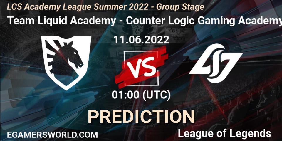 Team Liquid Academy vs Counter Logic Gaming Academy: Betting TIp, Match Prediction. 11.06.22. LoL, LCS Academy League Summer 2022 - Group Stage