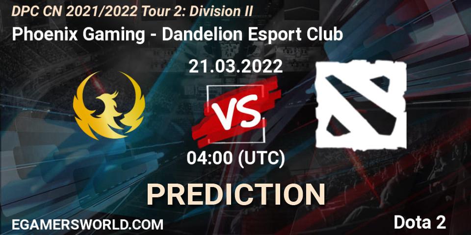Phoenix Gaming vs Dandelion Esport Club: Betting TIp, Match Prediction. 21.03.22. Dota 2, DPC 2021/2022 Tour 2: CN Division II (Lower)