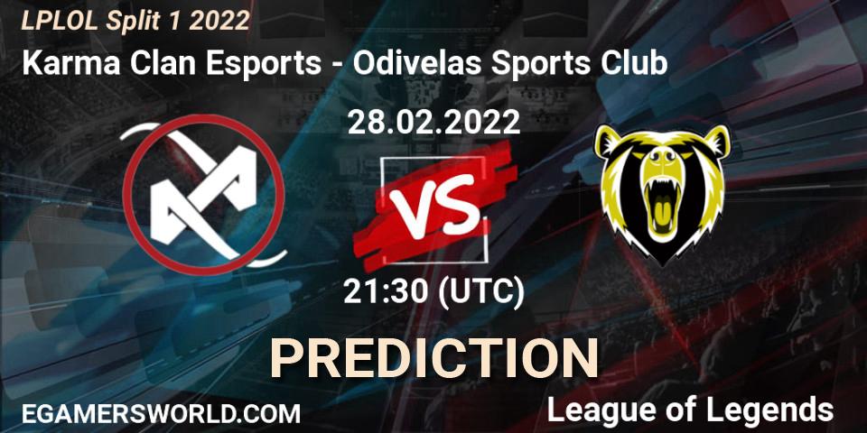 Karma Clan Esports vs Odivelas Sports Club: Betting TIp, Match Prediction. 28.02.2022 at 21:30. LoL, LPLOL Split 1 2022