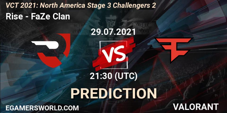 Rise vs FaZe Clan: Betting TIp, Match Prediction. 29.07.2021 at 22:15. VALORANT, VCT 2021: North America Stage 3 Challengers 2