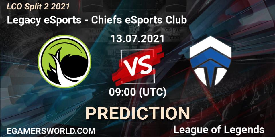 Legacy eSports vs Chiefs eSports Club: Betting TIp, Match Prediction. 13.07.21. LoL, LCO Split 2 2021
