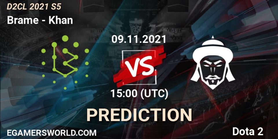 Brame vs Khan: Betting TIp, Match Prediction. 09.11.2021 at 15:28. Dota 2, Dota 2 Champions League 2021 Season 5