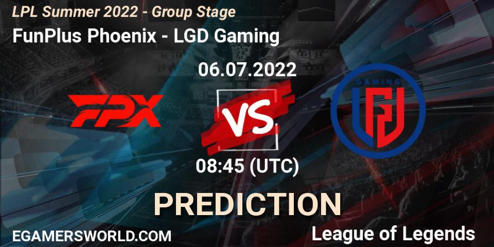 FunPlus Phoenix vs LGD Gaming: Betting TIp, Match Prediction. 06.07.22. LoL, LPL Summer 2022 - Group Stage