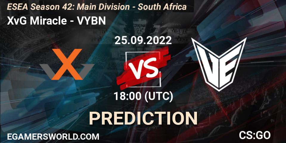 XvG Miracle vs VYBN: Betting TIp, Match Prediction. 25.09.2022 at 18:00. Counter-Strike (CS2), ESEA Season 42: Main Division - South Africa