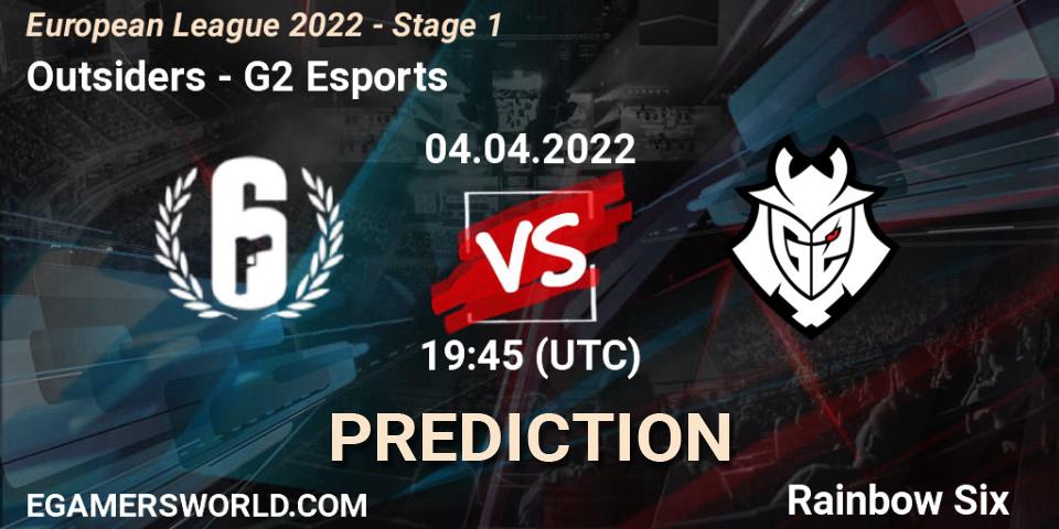 Outsiders vs G2 Esports: Betting TIp, Match Prediction. 04.04.2022 at 19:45. Rainbow Six, European League 2022 - Stage 1