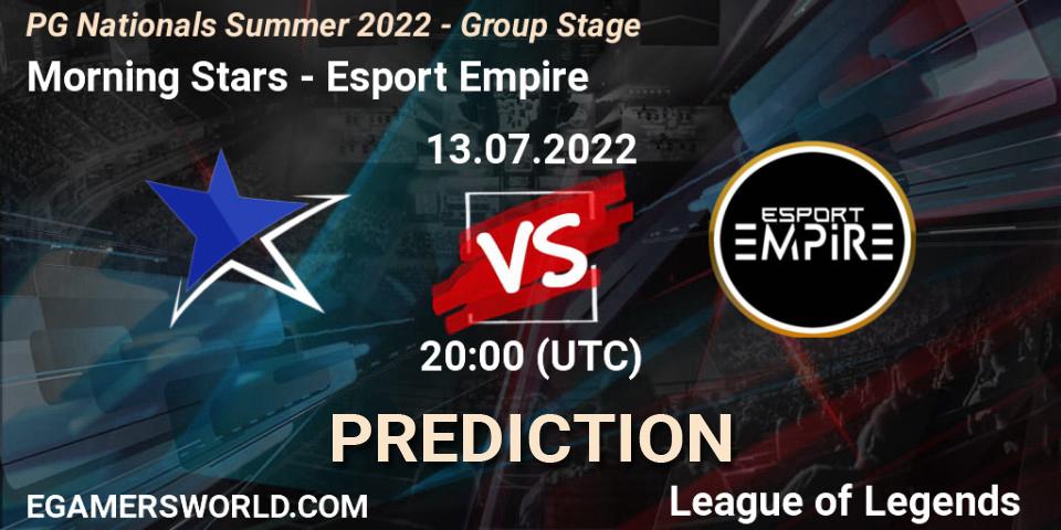 Morning Stars vs Esport Empire: Betting TIp, Match Prediction. 13.07.22. LoL, PG Nationals Summer 2022 - Group Stage