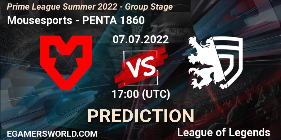Mousesports vs PENTA 1860: Betting TIp, Match Prediction. 07.07.2022 at 16:00. LoL, Prime League Summer 2022 - Group Stage