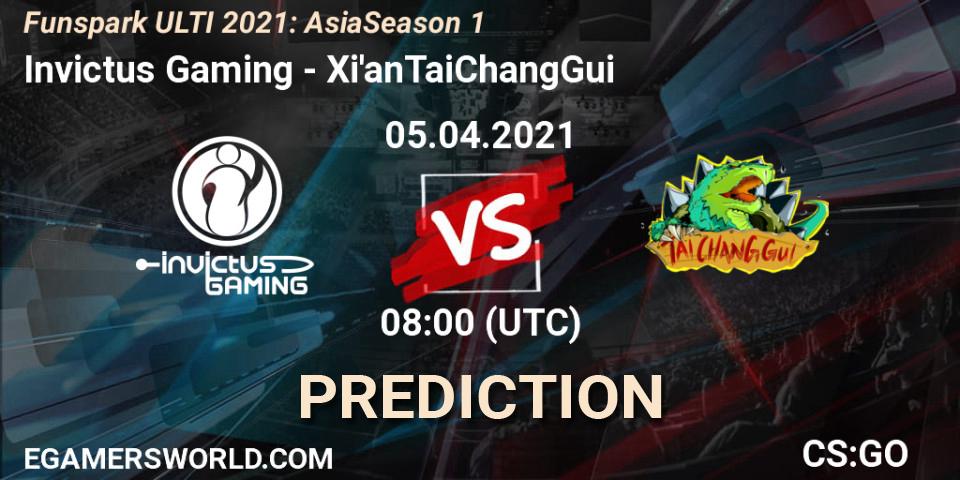 Invictus Gaming vs Xi'anTaiChangGui: Betting TIp, Match Prediction. 05.04.2021 at 08:35. Counter-Strike (CS2), Funspark ULTI 2021: Asia Season 1
