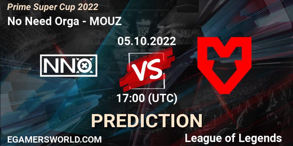 No Need Orga vs MOUZ: Betting TIp, Match Prediction. 05.10.2022 at 17:00. LoL, Prime Super Cup 2022