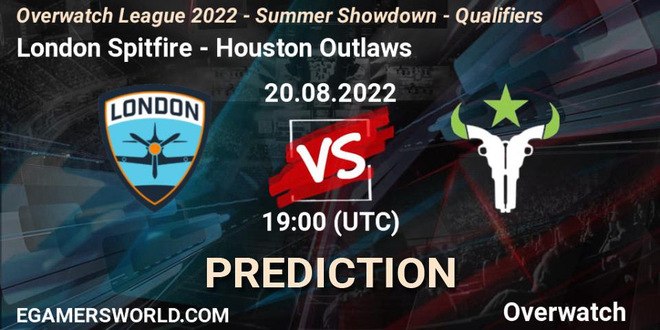 London Spitfire vs Houston Outlaws: Betting TIp, Match Prediction. 20.08.22. Overwatch, Overwatch League 2022 - Summer Showdown - Qualifiers