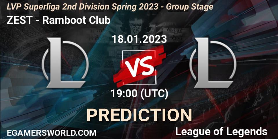 ZEST vs Ramboot Club: Betting TIp, Match Prediction. 18.01.23. LoL, LVP Superliga 2nd Division Spring 2023 - Group Stage