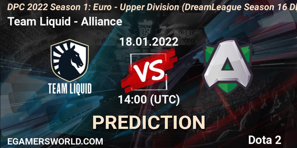 Team Liquid vs Alliance: Betting TIp, Match Prediction. 18.01.22. Dota 2, DPC 2022 Season 1: Euro - Upper Division (DreamLeague Season 16 DPC WEU)