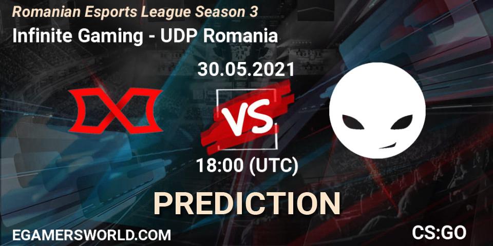 Infinite Gaming vs UDP Romania: Betting TIp, Match Prediction. 30.05.2021 at 18:00. Counter-Strike (CS2), Romanian Esports League Season 3