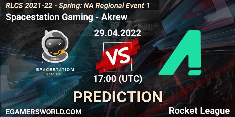 Spacestation Gaming vs Akrew: Betting TIp, Match Prediction. 29.04.2022 at 17:00. Rocket League, RLCS 2021-22 - Spring: NA Regional Event 1