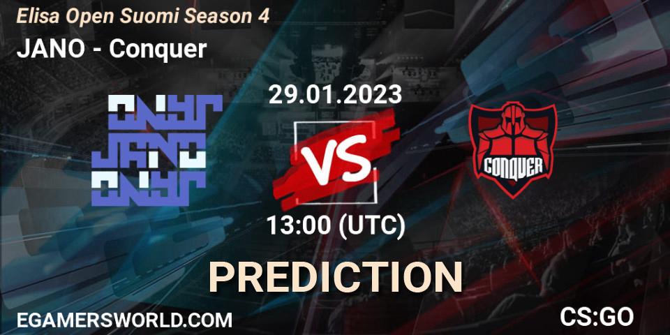 JANO vs Conquer: Betting TIp, Match Prediction. 29.01.23. CS2 (CS:GO), Elisa Open Suomi Season 4