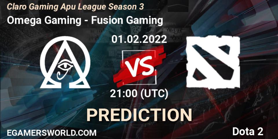 Omega Gaming vs Fusion Gaming: Betting TIp, Match Prediction. 01.02.2022 at 21:12. Dota 2, Claro Gaming Apu League Season 3