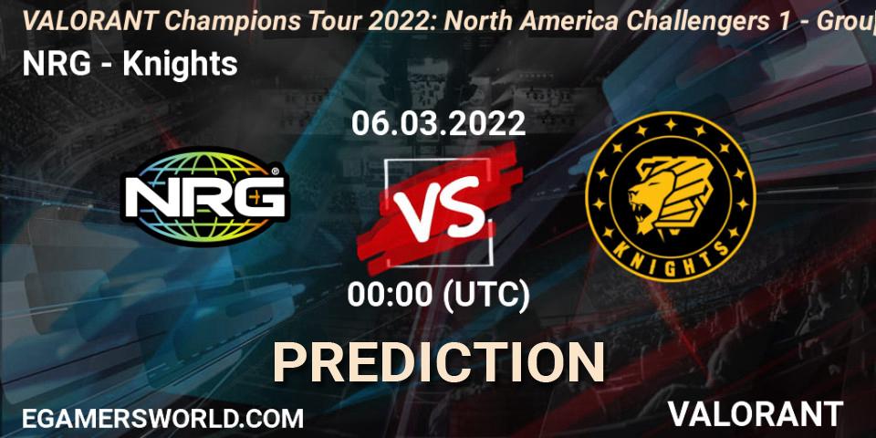 NRG vs Knights: Betting TIp, Match Prediction. 06.03.2022 at 00:00. VALORANT, VCT 2022: North America Challengers 1 - Group Stage